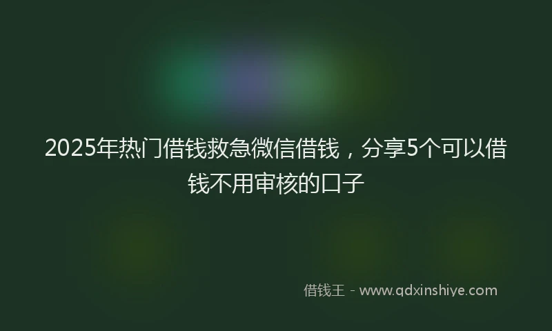 2025年热门借钱救急微信借钱，分享5个可以借钱不用审核的口子