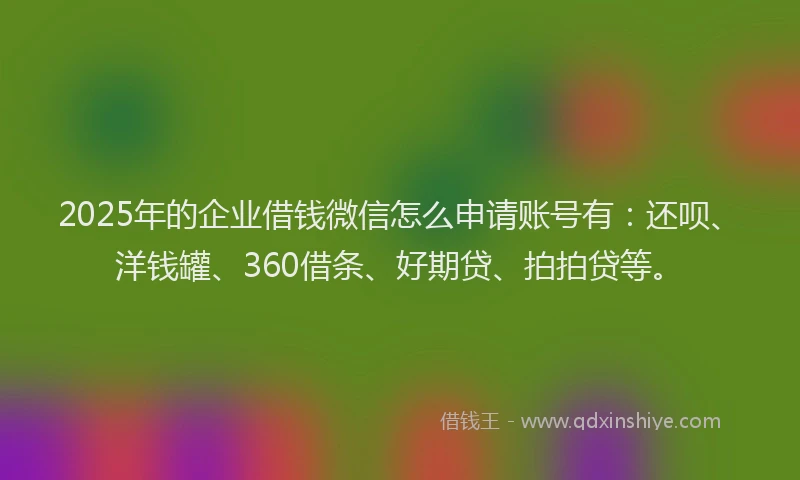 2025年的企业借钱微信怎么申请账号有：还呗、洋钱罐、360借条、好期贷、拍拍贷等。