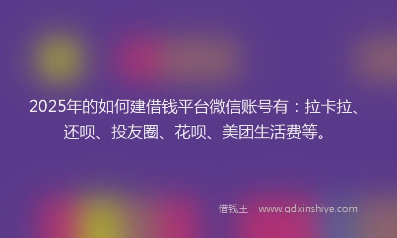 2025年的如何建借钱平台微信账号有：拉卡拉、还呗、投友圈、花呗、美团生活费等。