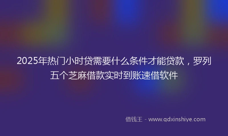 2025年热门小时贷需要什么条件才能贷款，罗列五个芝麻借款实时到账速借软件