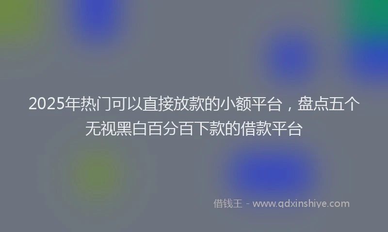 2025年热门可以直接放款的小额平台，盘点五个无视黑白百分百下款的借款平台