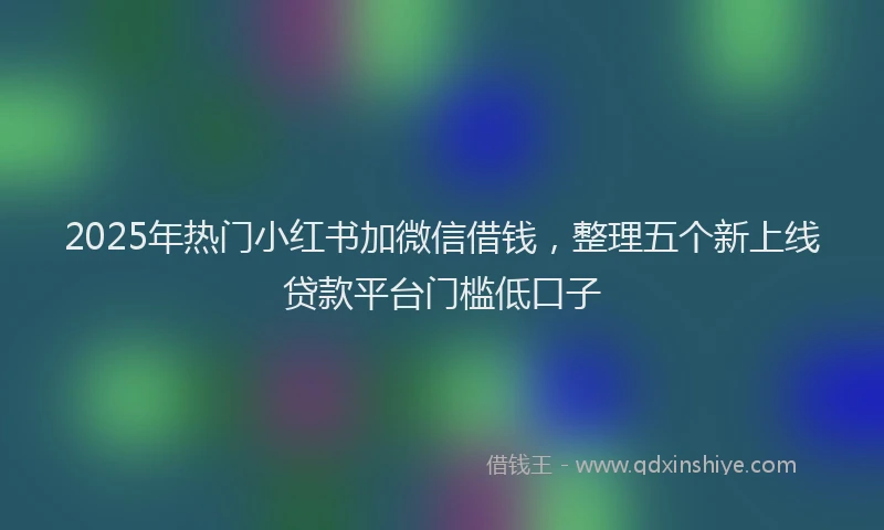 2025年热门小红书加微信借钱，整理五个新上线贷款平台门槛低口子
