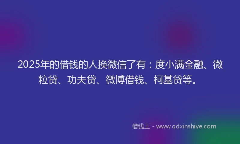 2025年的借钱的人换微信了有：度小满金融、微粒贷、功夫贷、微博借钱、柯基贷等。