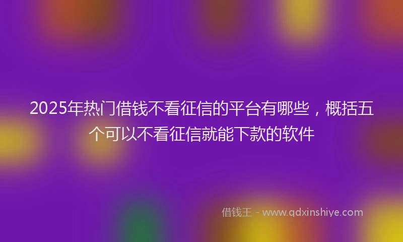 2025年热门借钱不看征信的平台有哪些，概括五个可以不看征信就能下款的软件