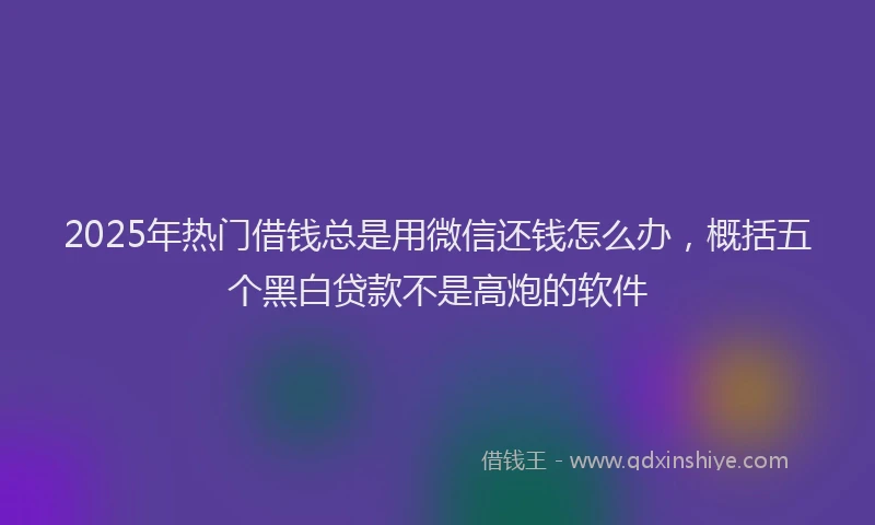 2025年热门借钱总是用微信还钱怎么办，概括五个黑白贷款不是高炮的软件