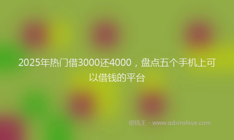 2025年热门借3000还4000，盘点五个手机上可以借钱的平台
