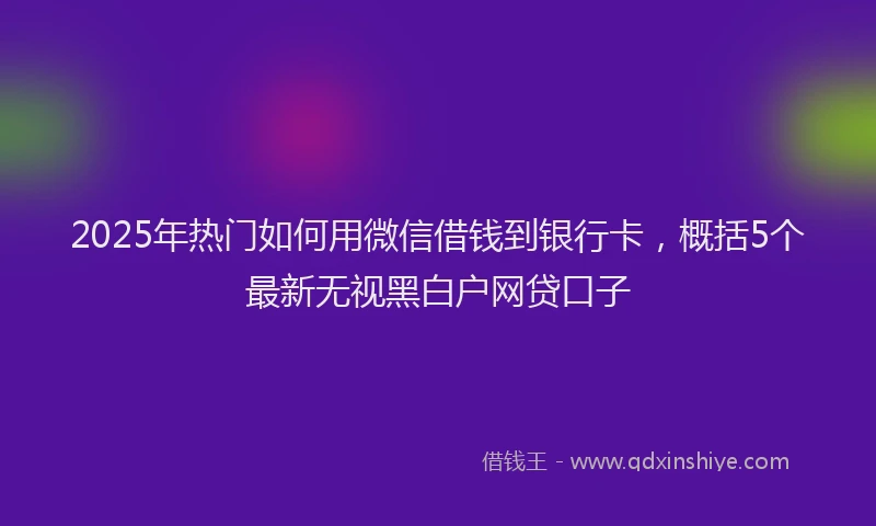 2025年热门如何用微信借钱到银行卡，概括5个最新无视黑白户网贷口子