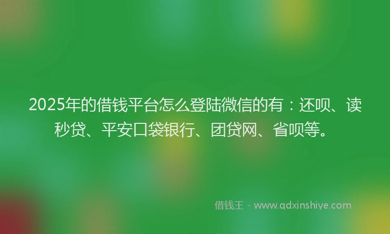 2025年的借钱平台怎么登陆微信的有：还呗、读秒贷、平安口袋银行、团贷网、省呗等。