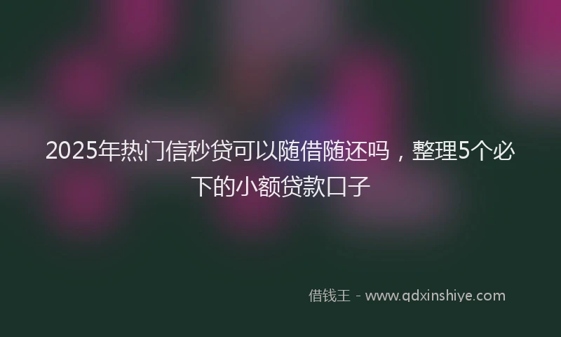 2025年热门信秒贷可以随借随还吗，整理5个必下的小额贷款口子