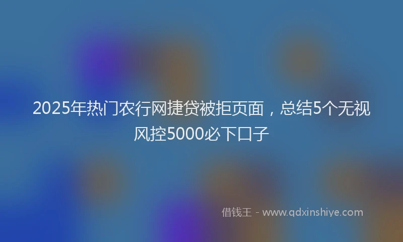2025年热门农行网捷贷被拒页面，总结5个无视风控5000必下口子