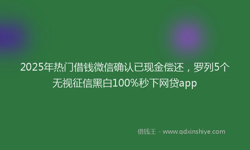 2025年热门借钱微信确认已现金偿还，罗列5个无视征信黑白100%秒下网贷app