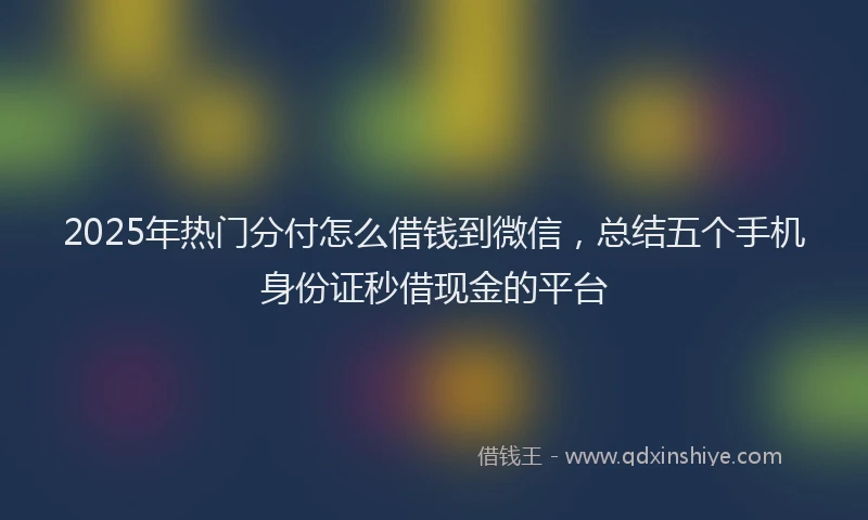 2025年热门分付怎么借钱到微信，总结五个手机身份证秒借现金的平台