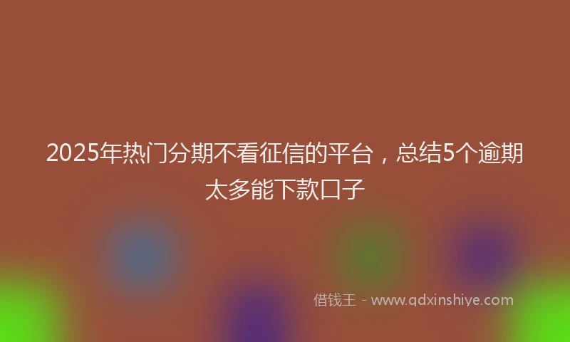 2025年热门分期不看征信的平台，总结5个逾期太多能下款口子