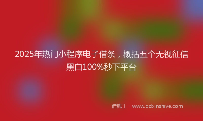 2025年热门小程序电子借条，概括五个无视征信黑白100%秒下平台