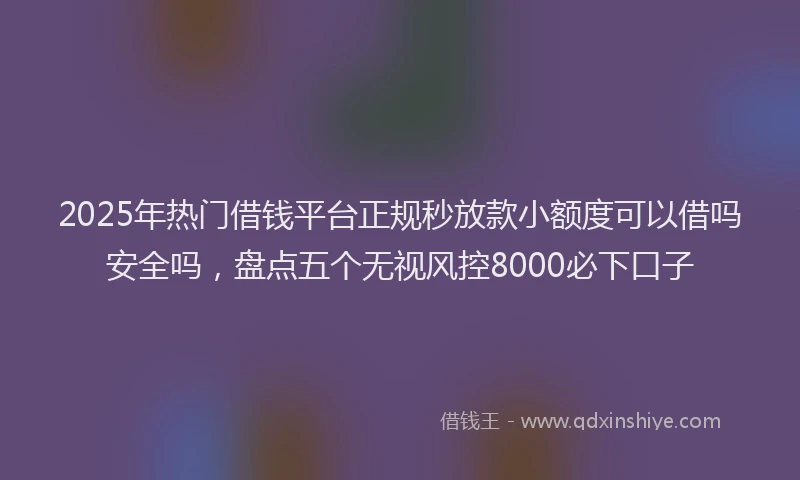 2025年热门借钱平台正规秒放款小额度可以借吗安全吗，盘点五个无视风控8000必下口子