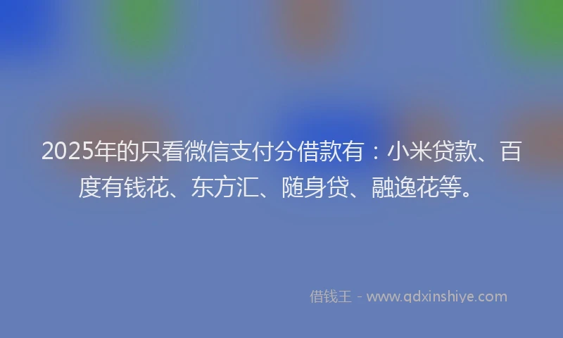 2025年的只看微信支付分借款有：小米贷款、百度有钱花、东方汇、随身贷、融逸花等。