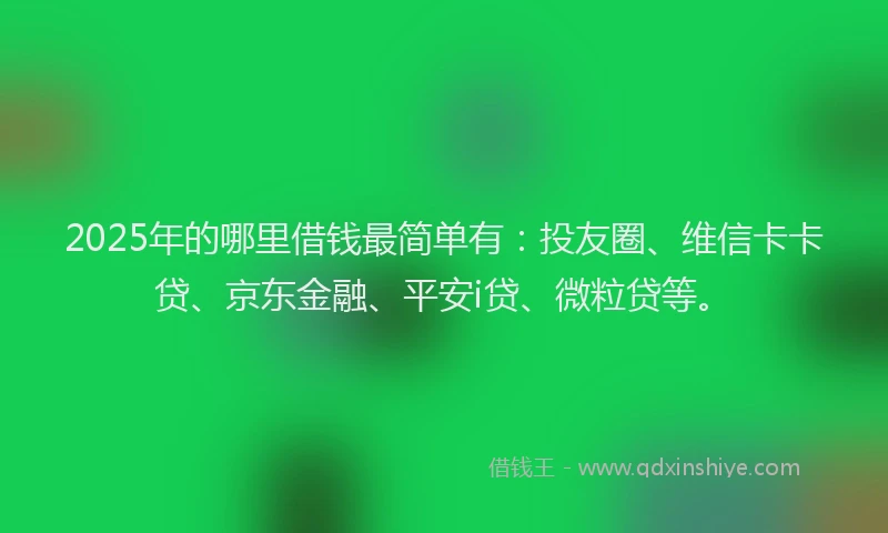 2025年的哪里借钱最简单有：投友圈、维信卡卡贷、京东金融、平安i贷、微粒贷等。