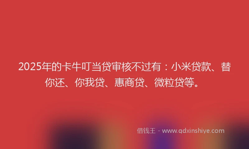 2025年的卡牛叮当贷审核不过有：小米贷款、替你还、你我贷、惠商贷、微粒贷等。