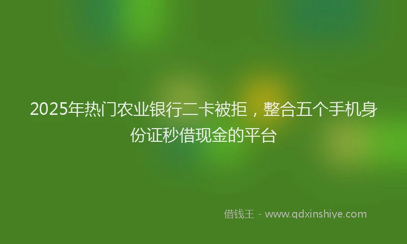 2025年热门农业银行二卡被拒，整合五个手机身份证秒借现金的平台