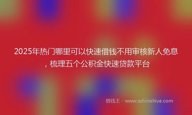 2025年热门哪里可以快速借钱不用审核新人免息，梳理五个公积金快速贷款平台