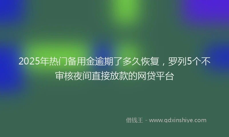 2025年热门备用金逾期了多久恢复，罗列5个不审核夜间直接放款的网贷平台