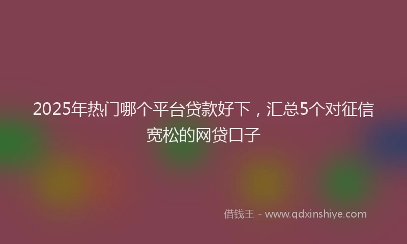 2025年热门哪个平台贷款好下，汇总5个对征信宽松的网贷口子
