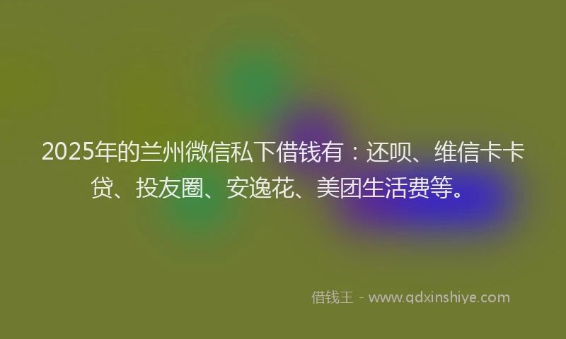 2025年的兰州微信私下借钱有：还呗、维信卡卡贷、投友圈、安逸花、美团生活费等。