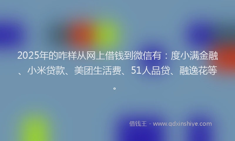 2025年的咋样从网上借钱到微信有：度小满金融、小米贷款、美团生活费、51人品贷、融逸花等。
