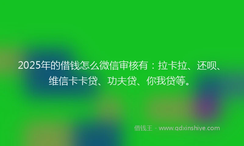 2025年的借钱怎么微信审核有:拉卡拉、还呗、维信卡卡贷、功夫贷、你我贷等。