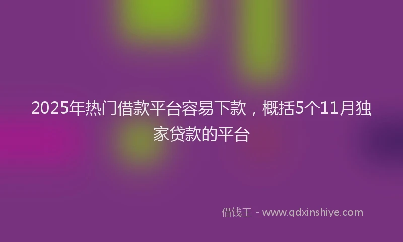 2025年热门借款平台容易下款，概括5个11月独家贷款的平台