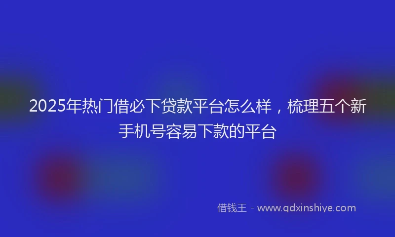 2025年热门借必下贷款平台怎么样，梳理五个新手机号容易下款的平台