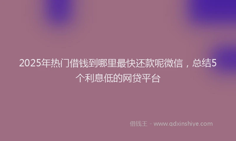2025年热门借钱到哪里最快还款呢微信，总结5个利息低的网贷平台