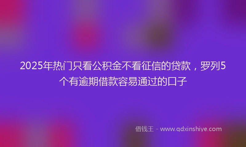 2025年热门只看公积金不看征信的贷款，罗列5个有逾期借款容易通过的口子