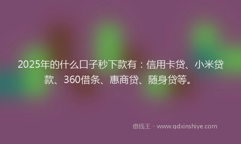 2025年的什么口子秒下款有：信用卡贷、小米贷款、360借条、惠商贷、随身贷等。
