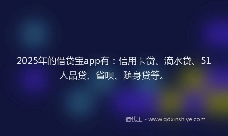 2025年的借贷宝app有：信用卡贷、滴水贷、51人品贷、省呗、随身贷等。