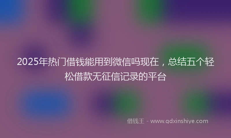 2025年热门借钱能用到微信吗现在，总结五个轻松借款无征信记录的平台