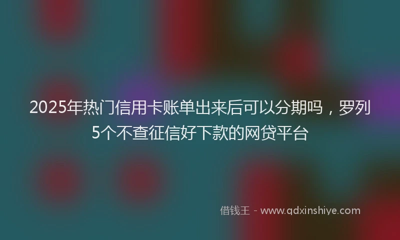 2025年热门信用卡账单出来后可以分期吗，罗列5个不查征信好下款的网贷平台