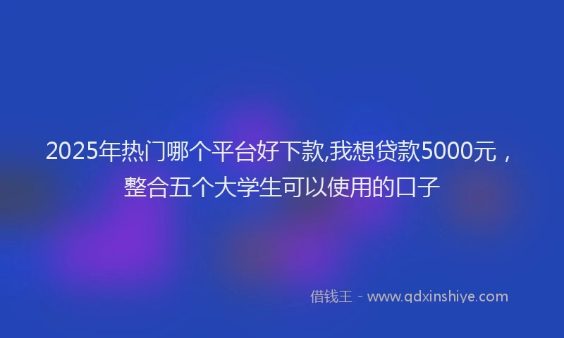 2025年热门哪个平台好下款,我想贷款5000元，整合五个大学生可以使用的口子