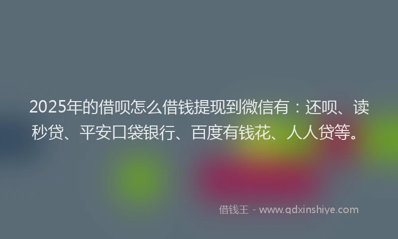 2025年的借呗怎么借钱提现到微信有：还呗、读秒贷、平安口袋银行、百度有钱花、人人贷等。