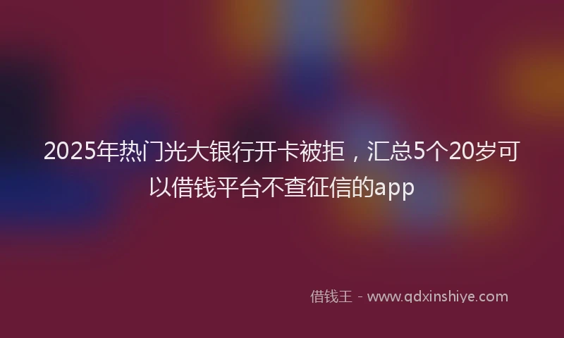 2025年热门光大银行开卡被拒，汇总5个20岁可以借钱平台不查征信的app