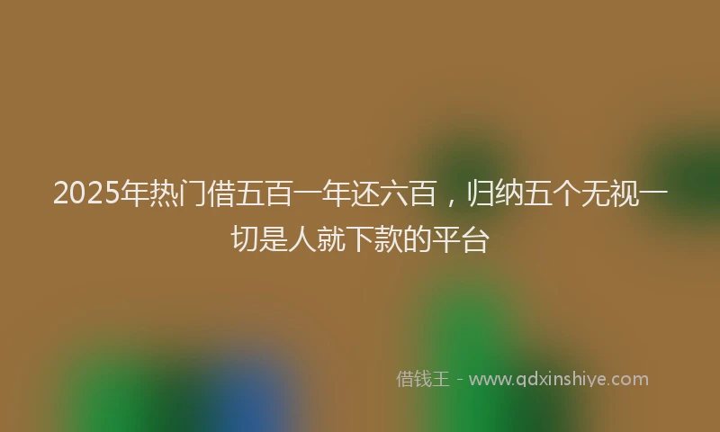 2025年热门借五百一年还六百，归纳五个无视一切是人就下款的平台