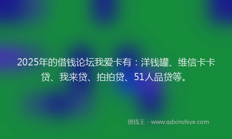 2025年的借钱论坛我爱卡有：洋钱罐、维信卡卡贷、我来贷、拍拍贷、51人品贷等。