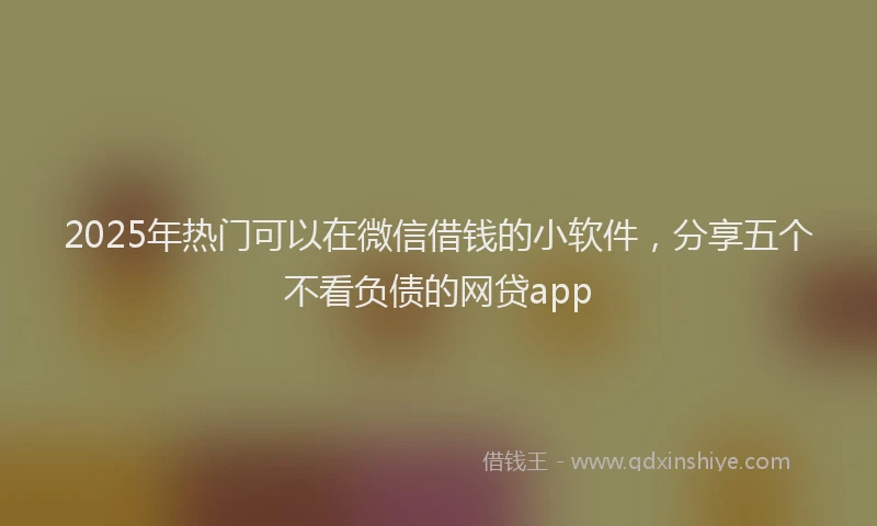 2025年热门可以在微信借钱的小软件，分享五个不看负债的网贷app