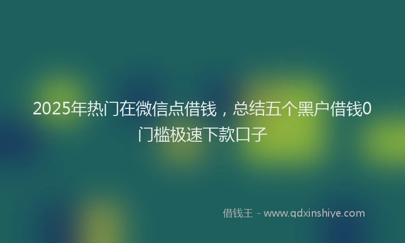 2025年热门在微信点借钱，总结五个黑户借钱0门槛极速下款口子