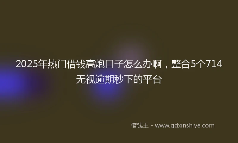 2025年热门借钱高炮口子怎么办啊，整合5个714无视逾期秒下的平台