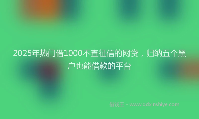 2025年热门借1000不查征信的网贷，归纳五个黑户也能借款的平台