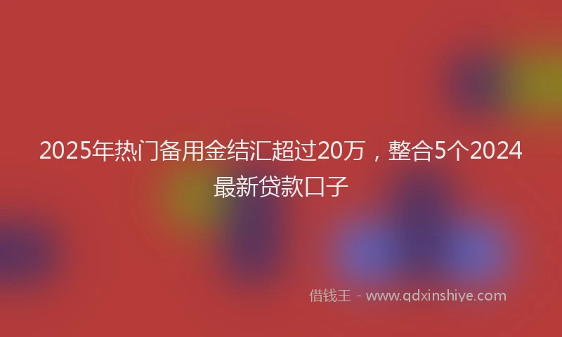 2025年热门备用金结汇超过20万，整合5个2024最新贷款口子