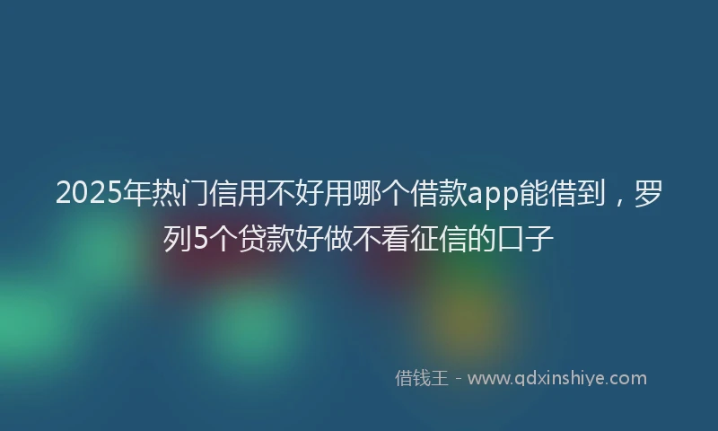 2025年热门信用不好用哪个借款app能借到，罗列5个贷款好做不看征信的口子