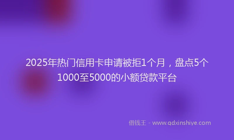 2025年热门信用卡申请被拒1个月，盘点5个1000至5000的小额贷款平台