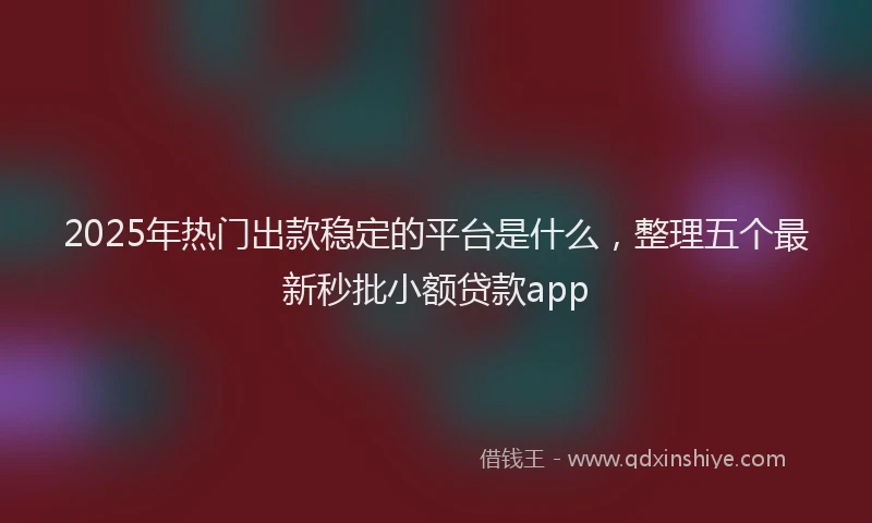 2025年热门出款稳定的平台是什么，整理五个最新秒批小额贷款app